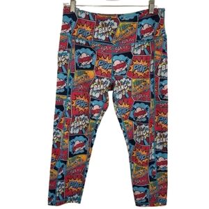 Constantly Varied Gear CVG Comic Book Print Cropped Leggings With Pockets Sz‎ L